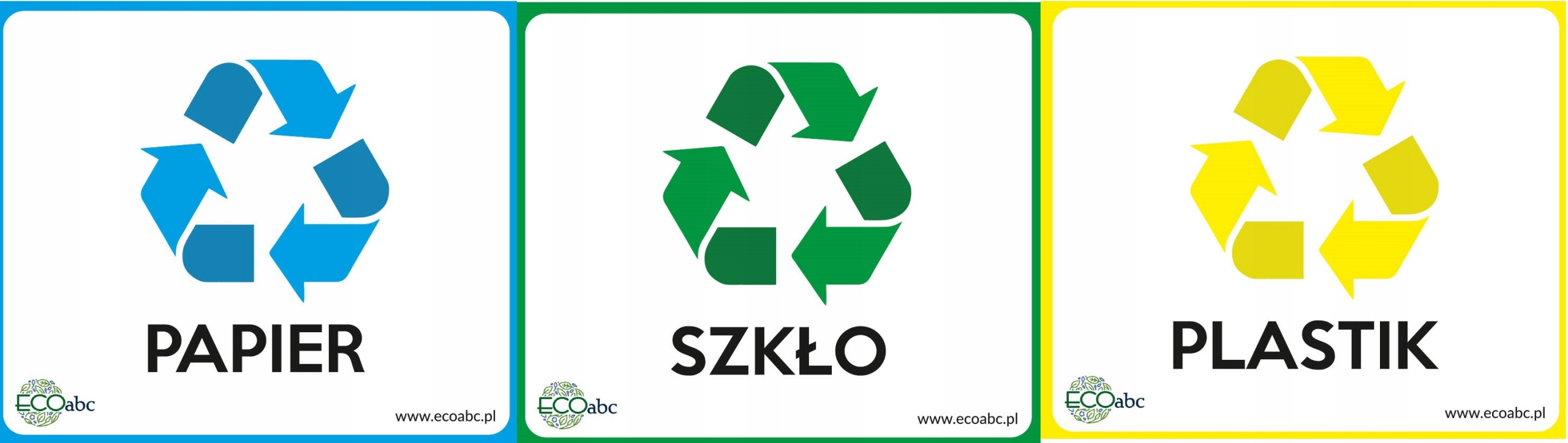 

Zestaw 3 naklejek do segregacji śmieci kosz 15x13