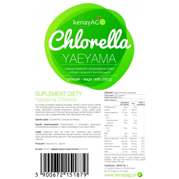 

Chlorella Japońska Yaeyama Kenay 200 Gram