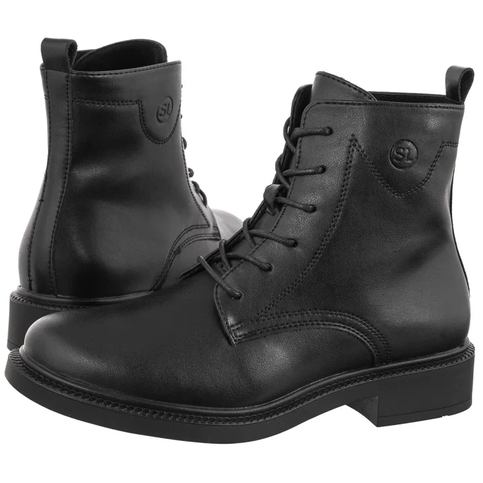 Dámské kožené kotníkové boty Sergio Leone černé Bt 25172 S Black