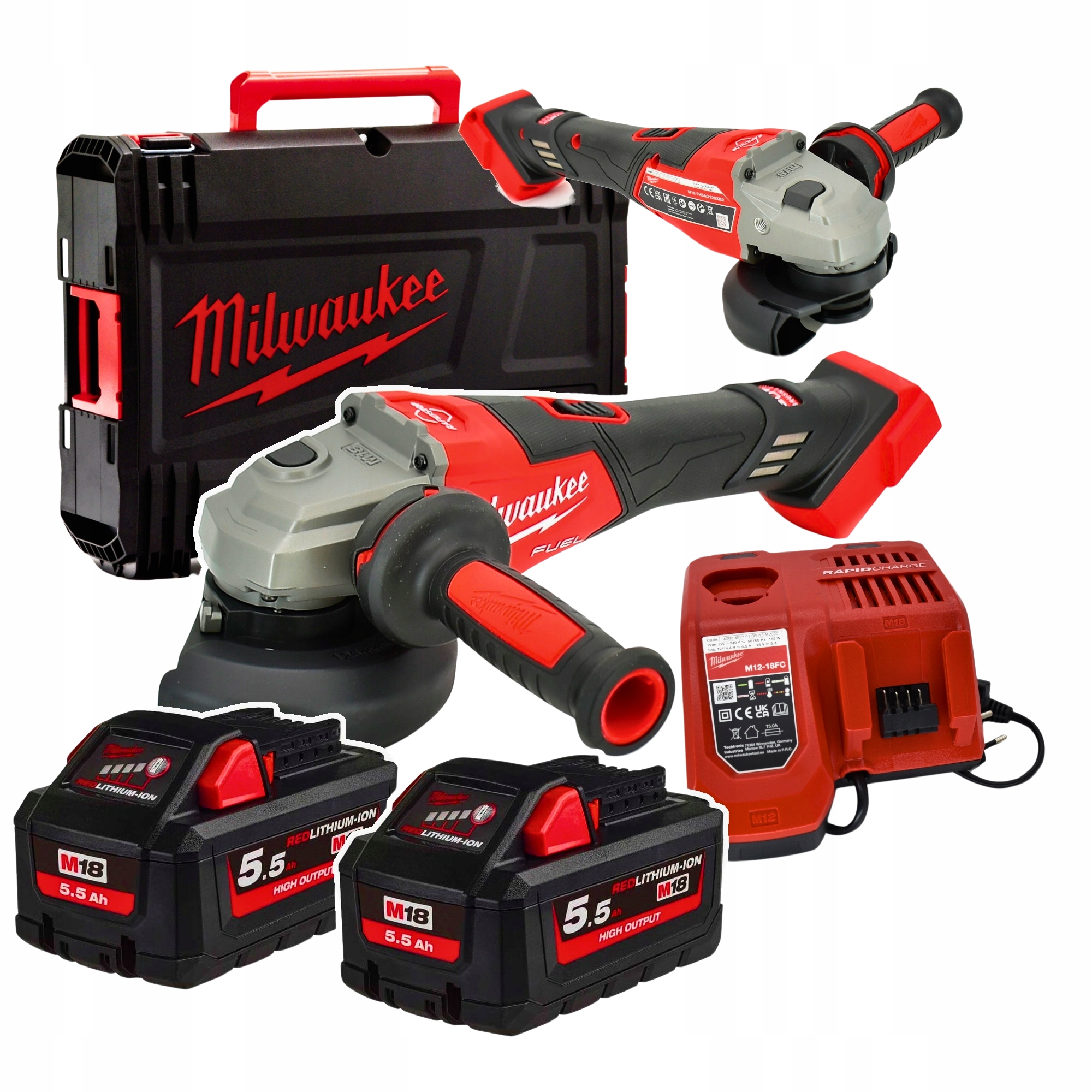 Milwaukee M18 FHSAG125XB2-552X Uhlová brúska 1800W 125 mm 18V 2x5.5Ah