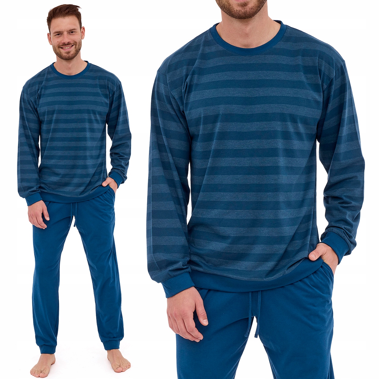 Cornette Loose 117/278 pánské bavlněné pyžamo s proužky, Dlouhý Rukáv XXL