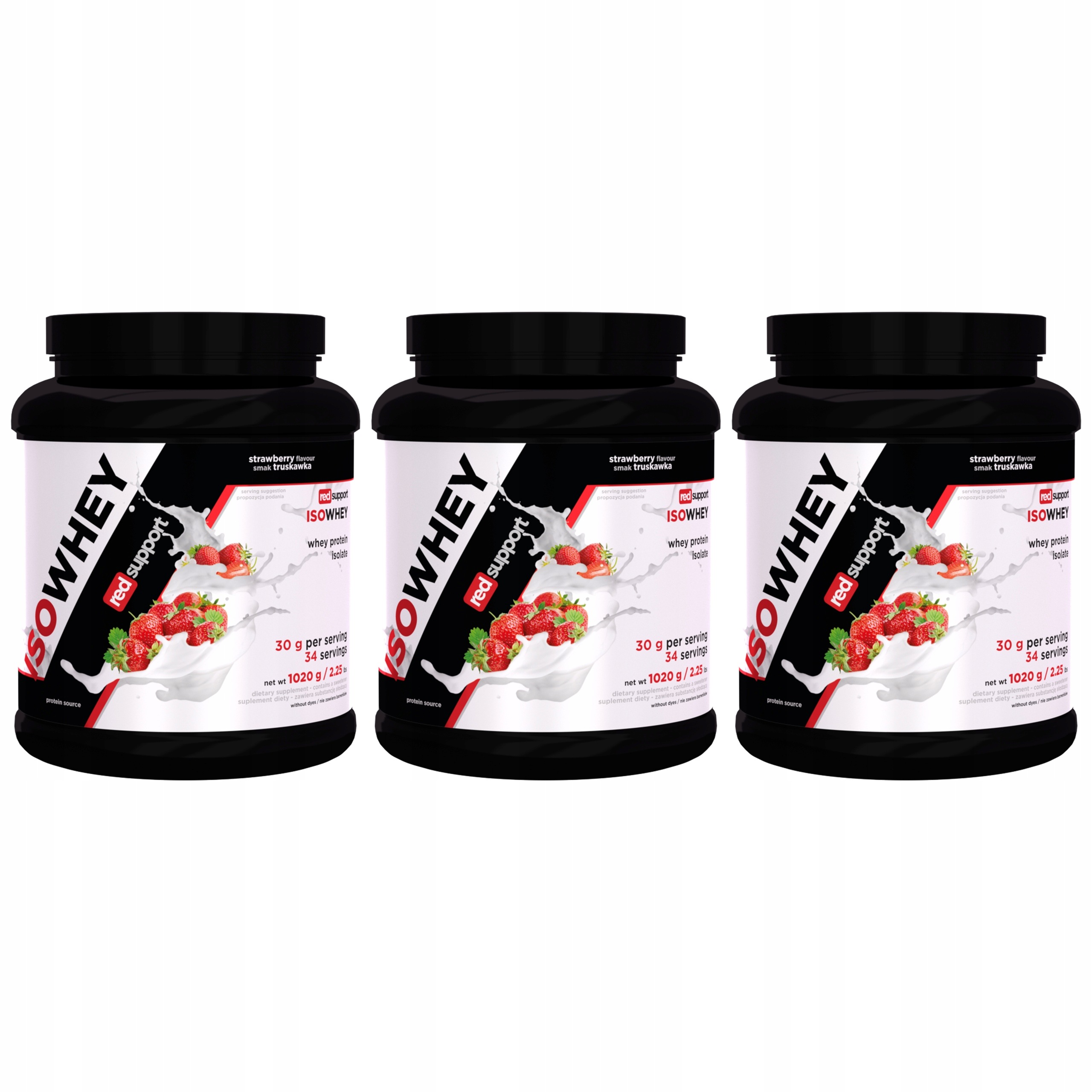 3x Proteinový izolát Wpi 30 g čistá svalová hmota Red Support