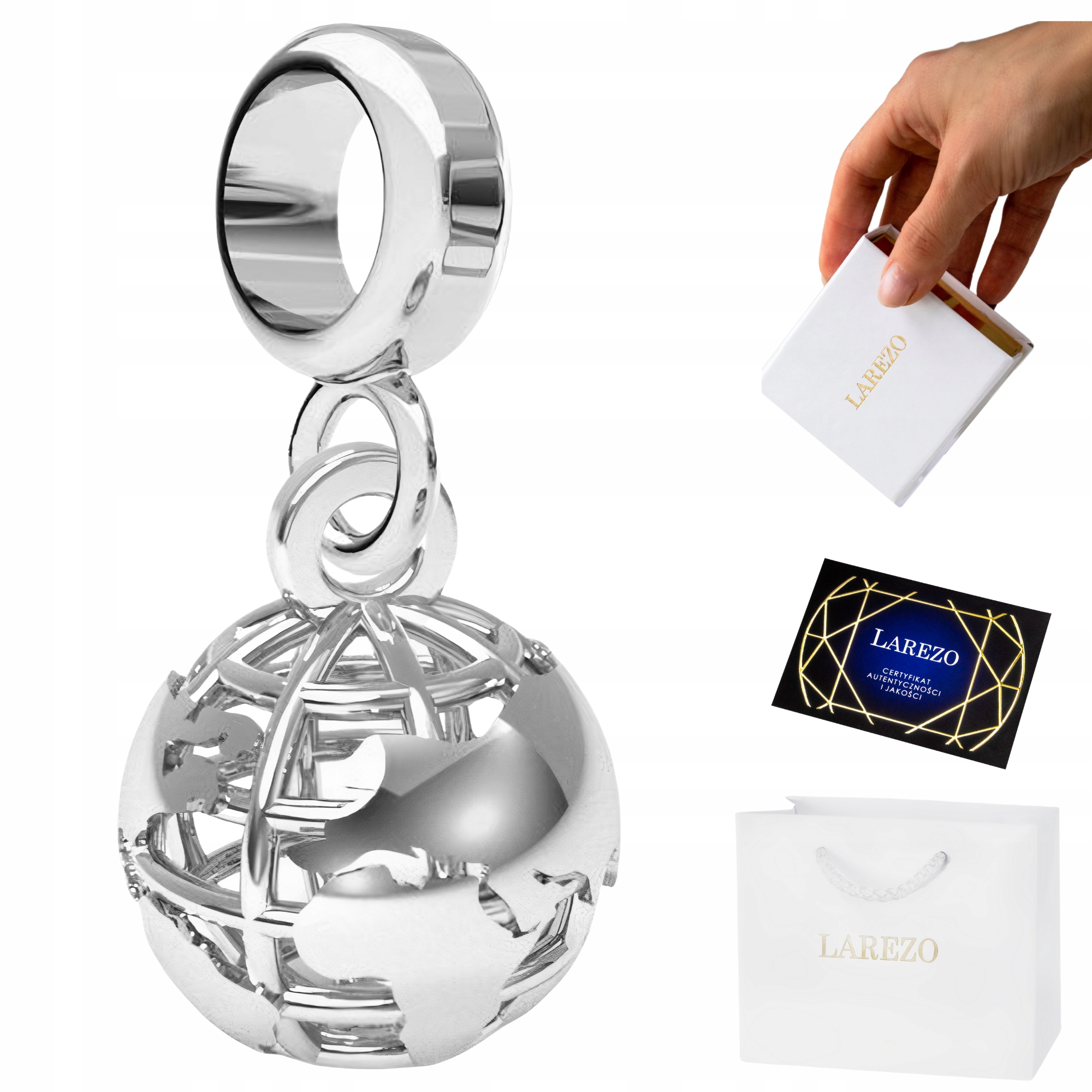 

Charms Srebro 925 do bransoletki Planeta Globus