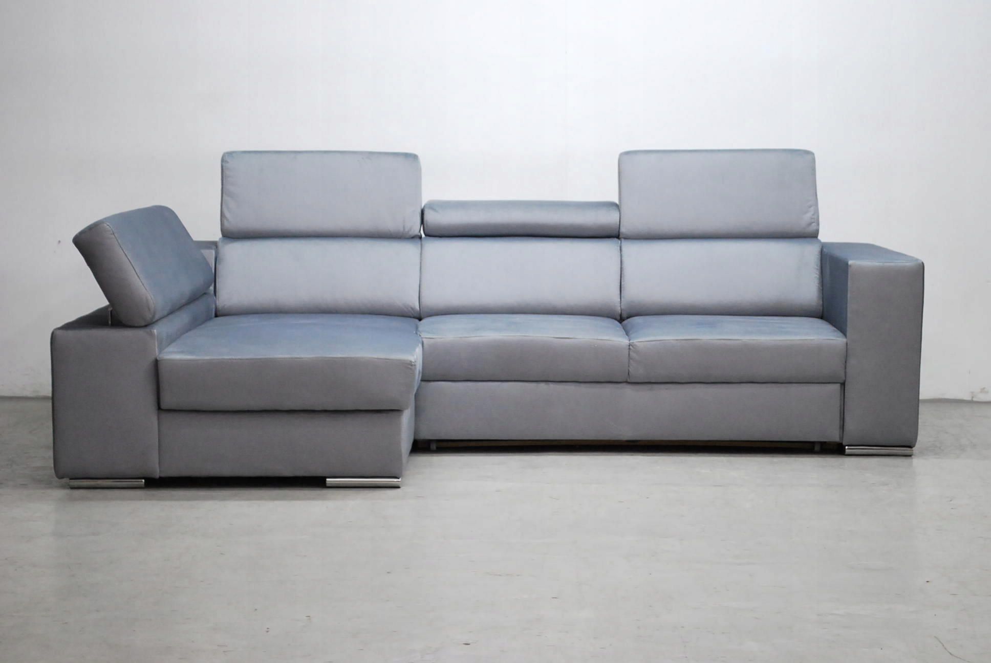 RJO DESIGN NOWOCZESNY NAROŻNIK funkcja spania pojemnik regulowane oparcie Wysokość mebla 80 cm