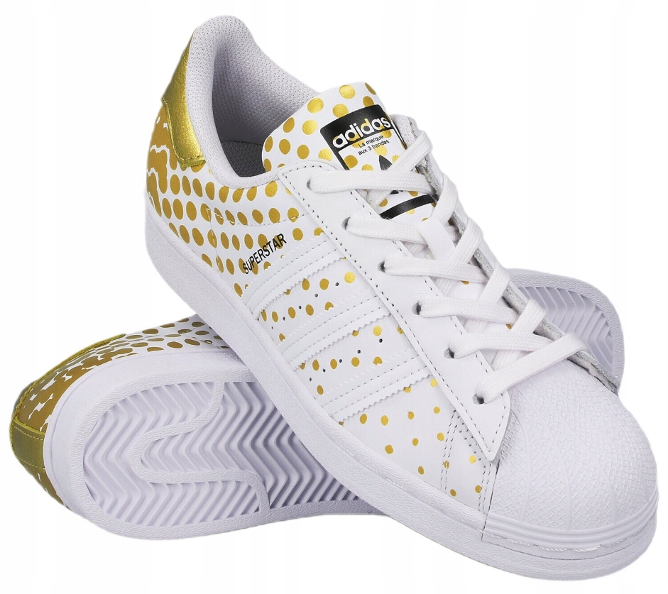 Buty Damskie Sportowe Sneakersy Superstar biało-złote stylowe 39 1/3 EU Długość wkładki 24 cm