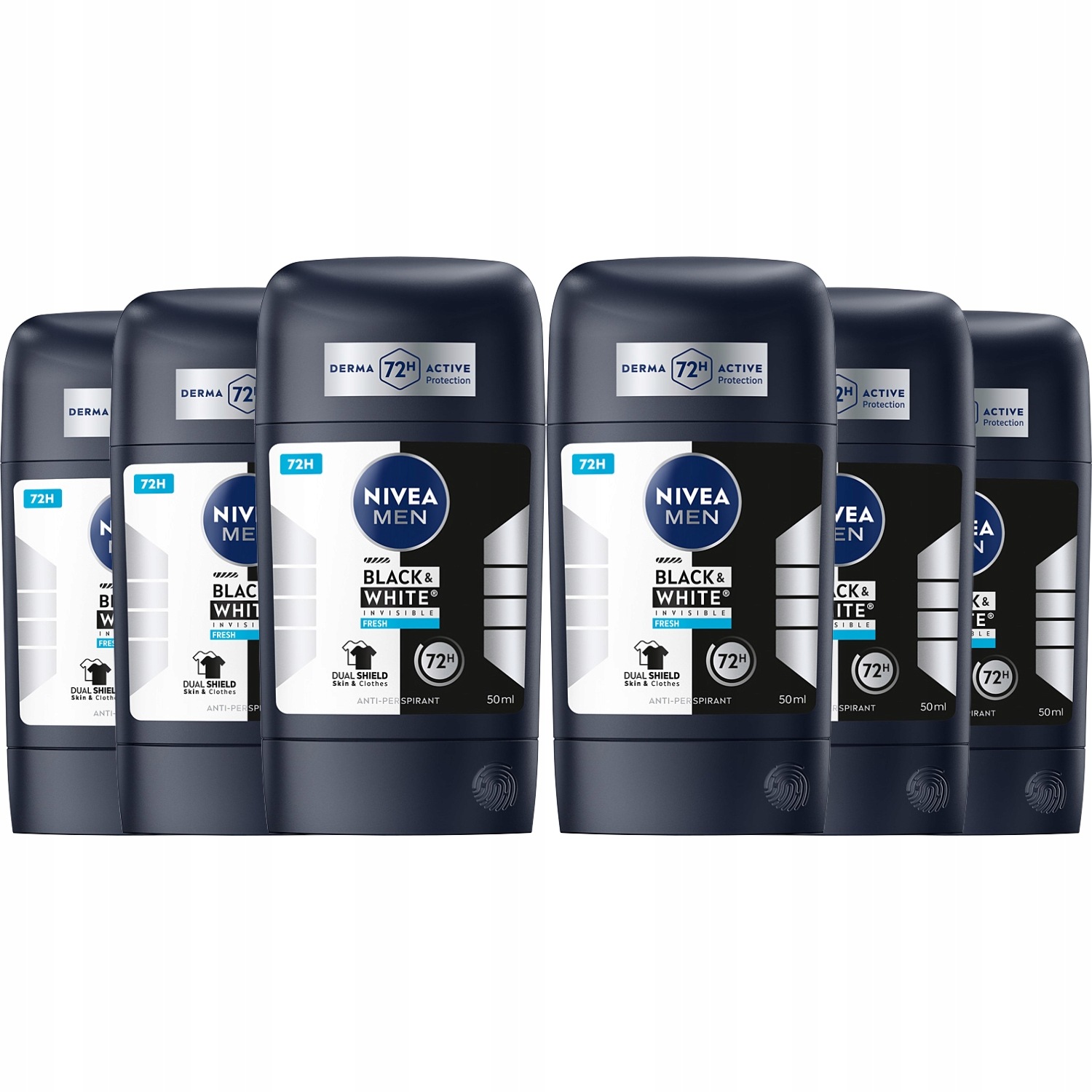 Nivea Men Black White Pánský antiperspirant pod pažemi, 50 ml x 6 ml