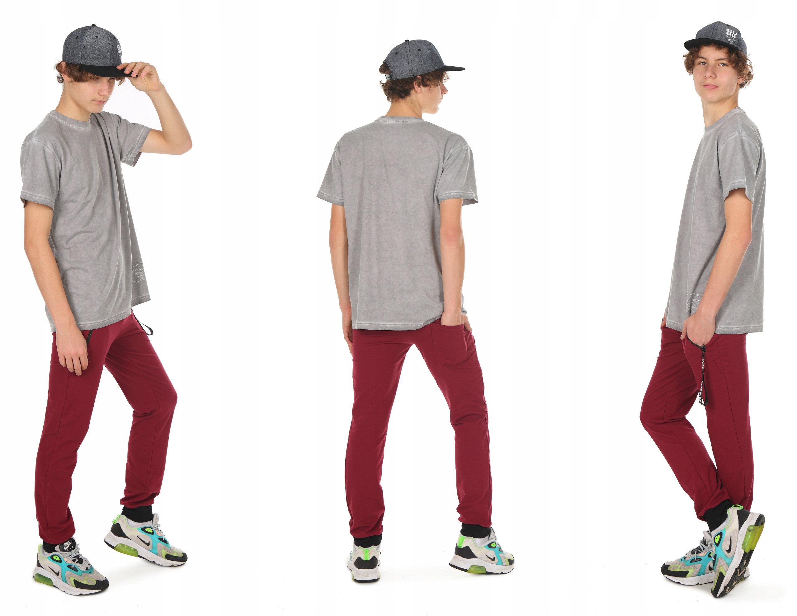 Spodnie dresowe Joggery ZAPINANE KIESZENIE bordo r.140 Prod.PL Rozmiar 140