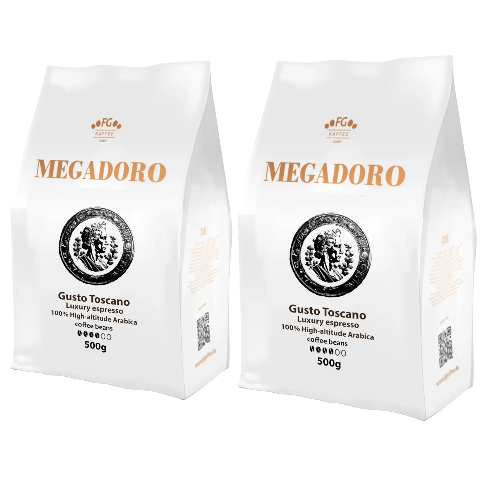 Levně 2x Káva zrnková s příchutí 500 g Megadoro Gusto Toscano Čerstvě pražená Arabica