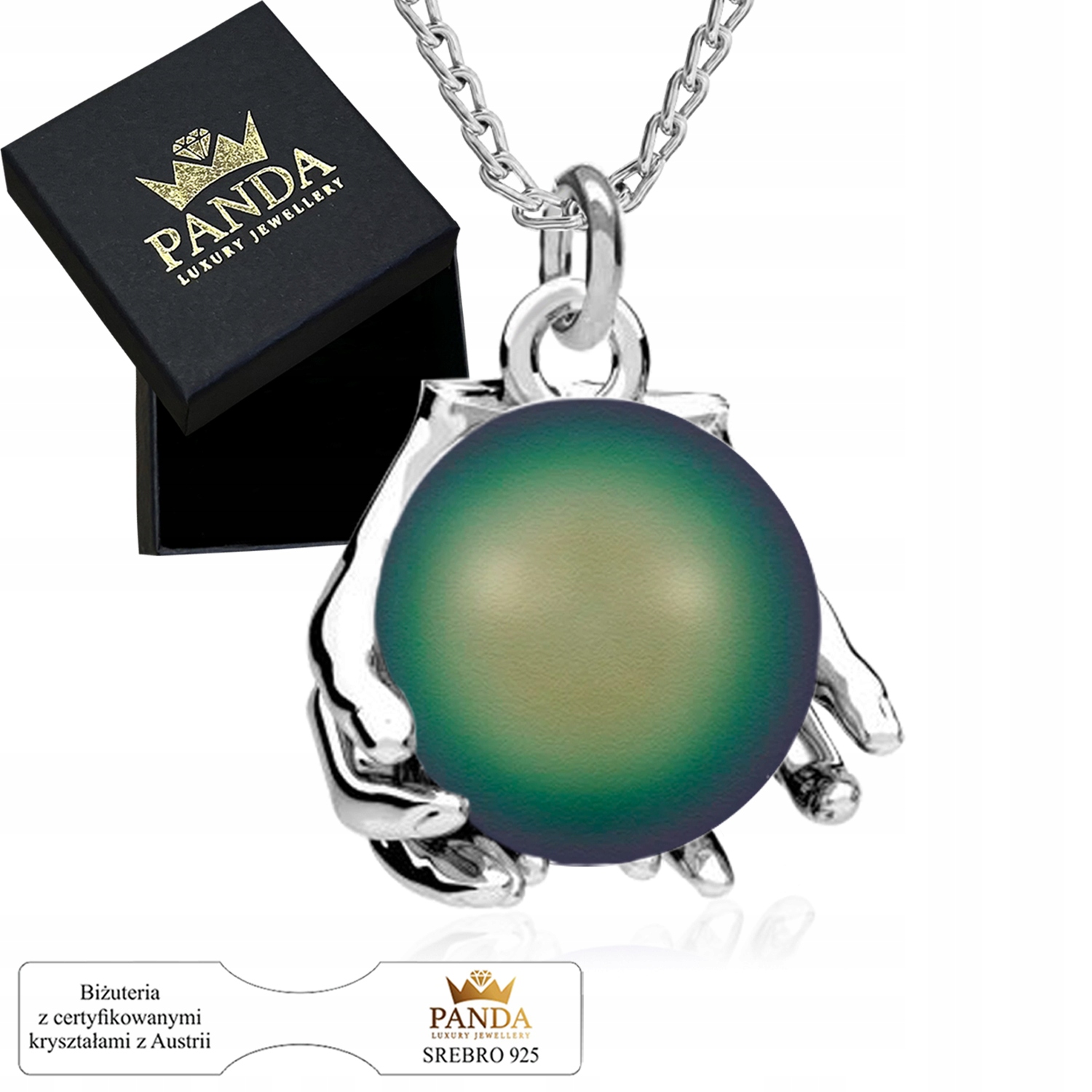 Přívěsek s perlou a rukama Náhrdelník 925 Dárek k narozeninám