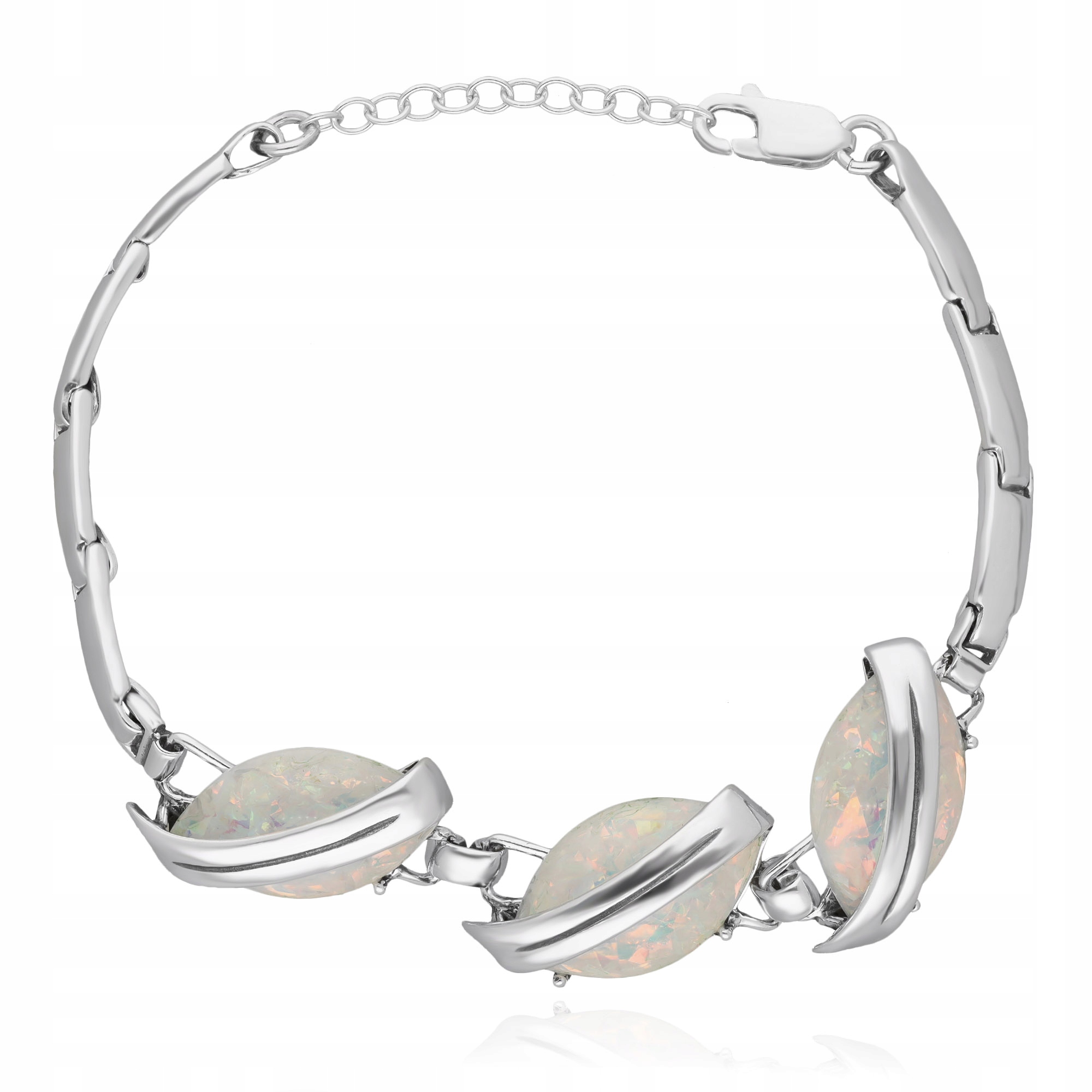 Stříbrný Náramek S Bílým Opálem