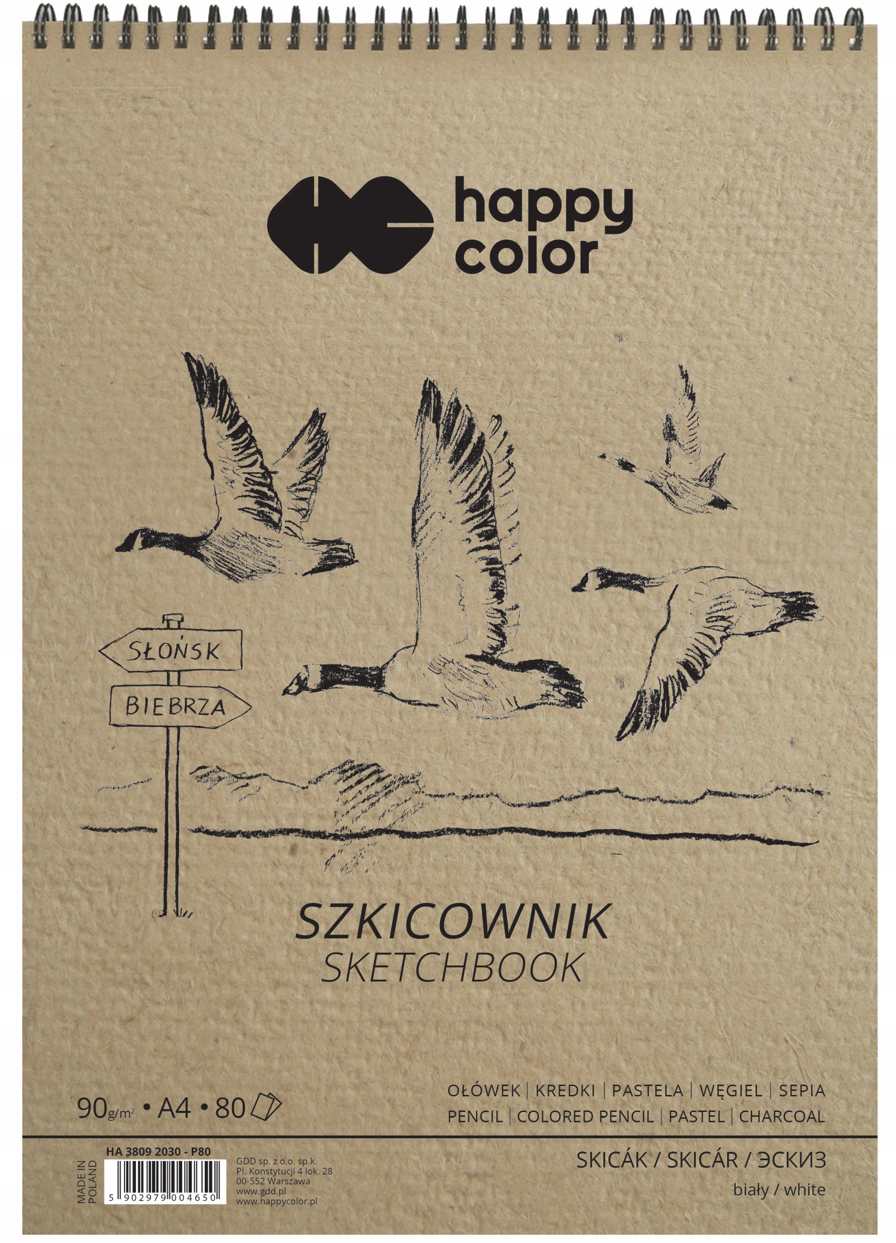 

Szkicownik A4 90g biały Blok Ptaki Happy color