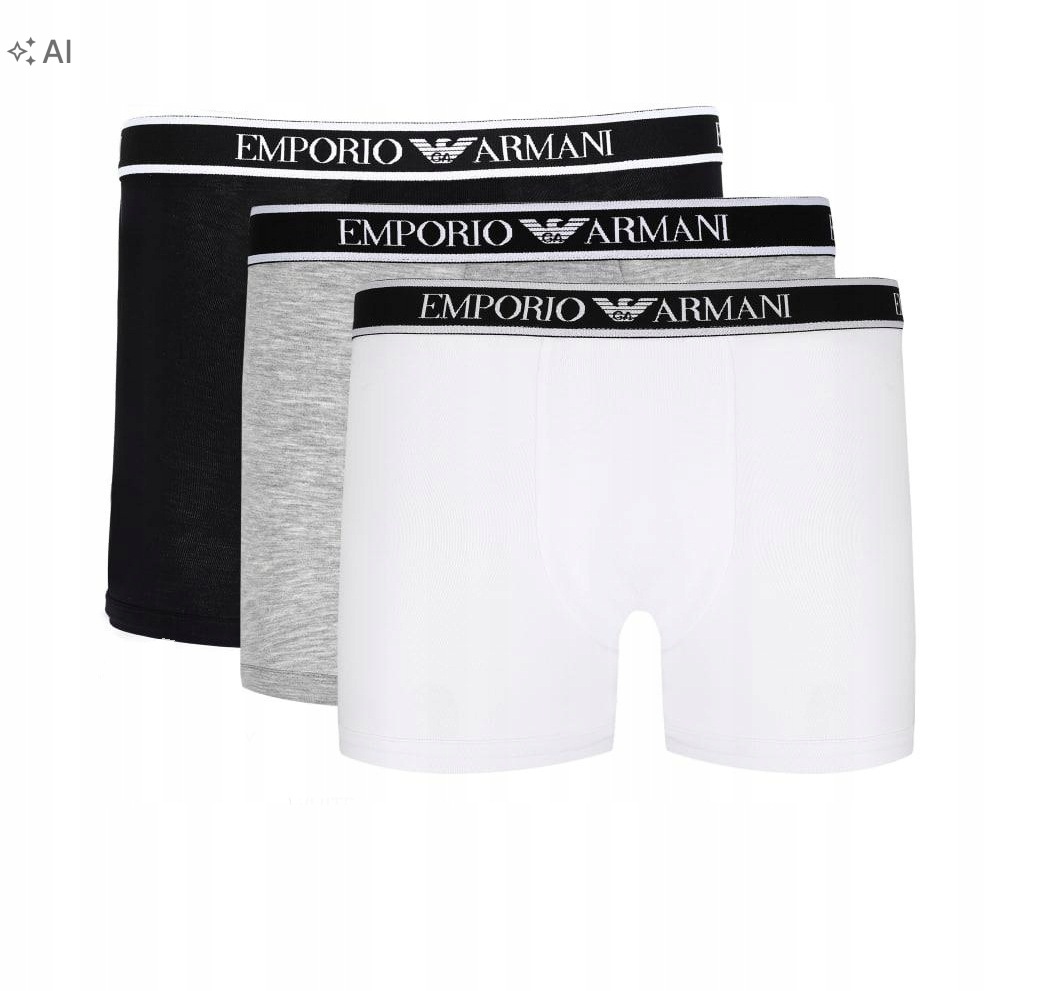 Emporio Armani Boxerky (3 Páry) Černé Bílé Šedé r.XXL