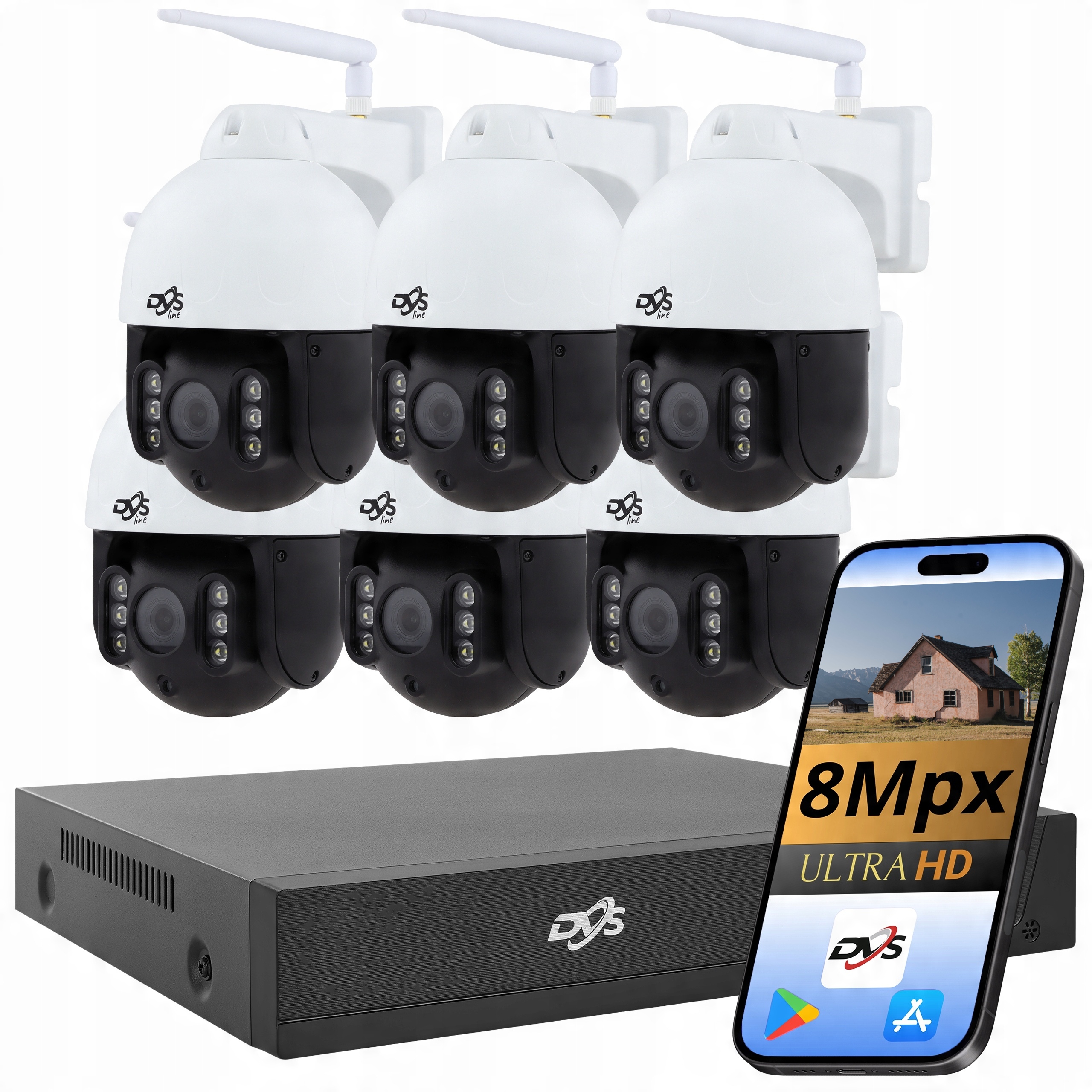 Sada 6 Wifi Kamer Otočné Bezdrátové Kamery 8Mpx Monitoring 4K Dvs