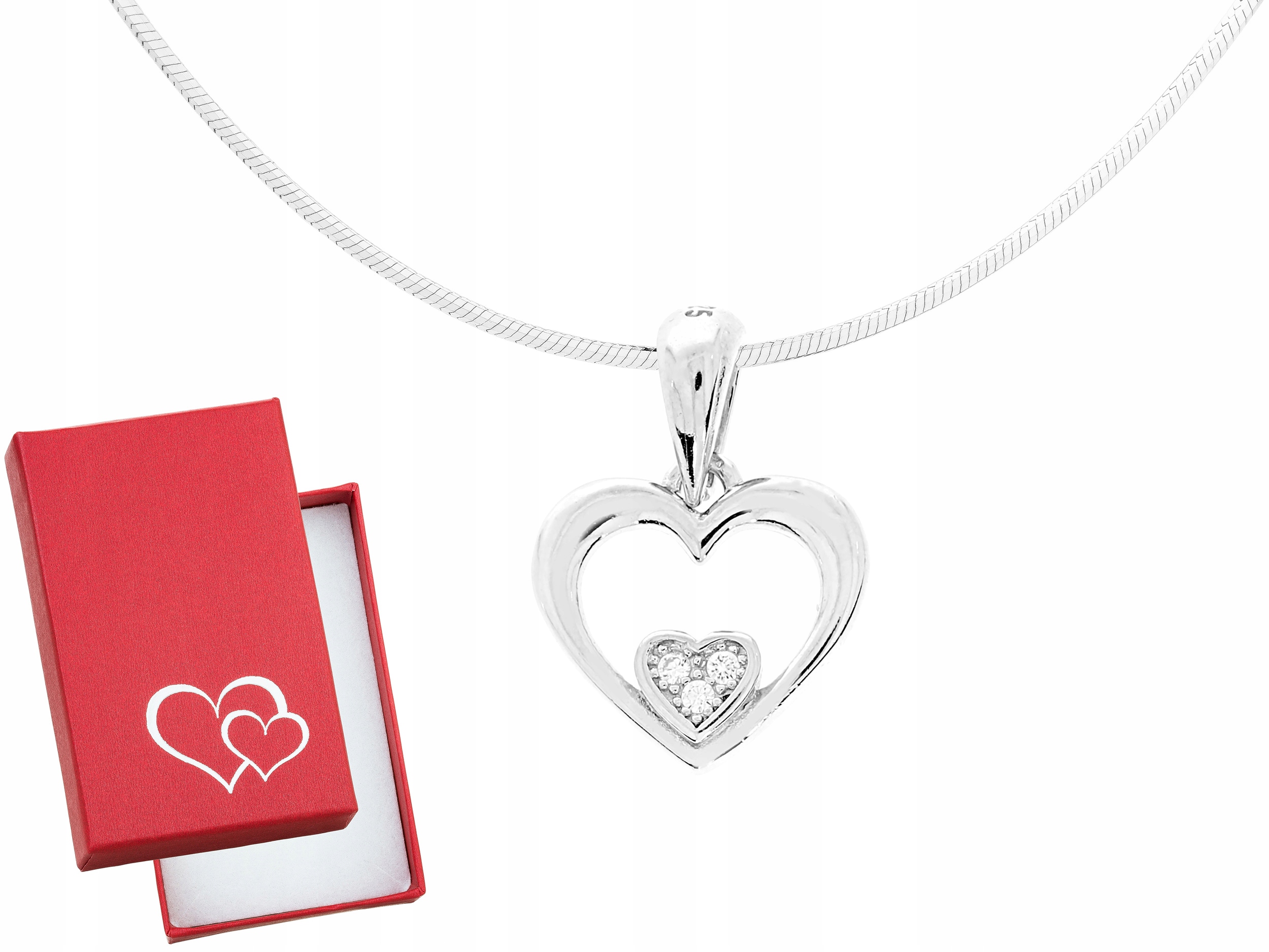 Dlouhý stříbrný dámský náhrdelník Srdce se zirkony Srdíčko Zirkony 80 cm
