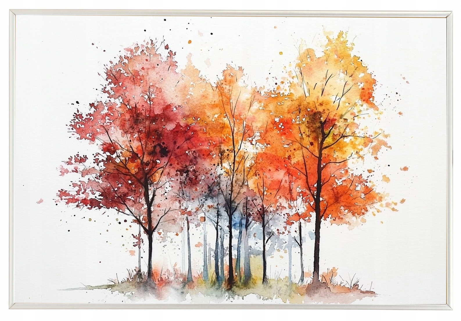 Plakát Rámeček Rámem Barevné Stromy Podzimní Příroda Akvarel 60x40