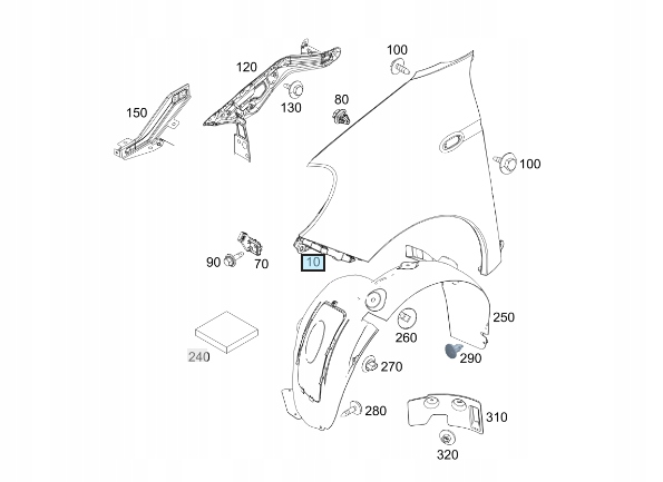 NADKOLE PRZEDNIE PRAWE SMART FORFOUR W453