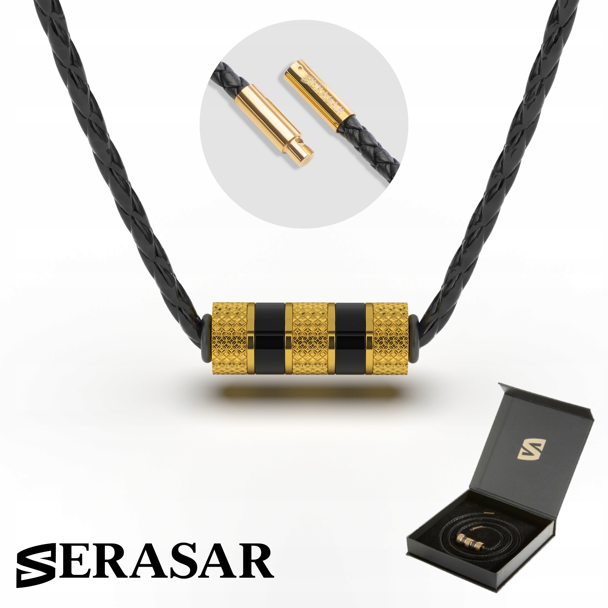 Mužská kožená kolie [Solid] Zlatá