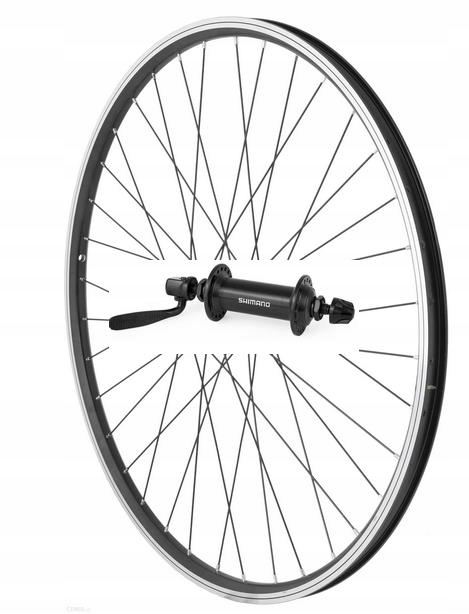 Koło rowerowe przód 26 cali przednie Stożkowe Czarne Shimano Tx 500 V-brake