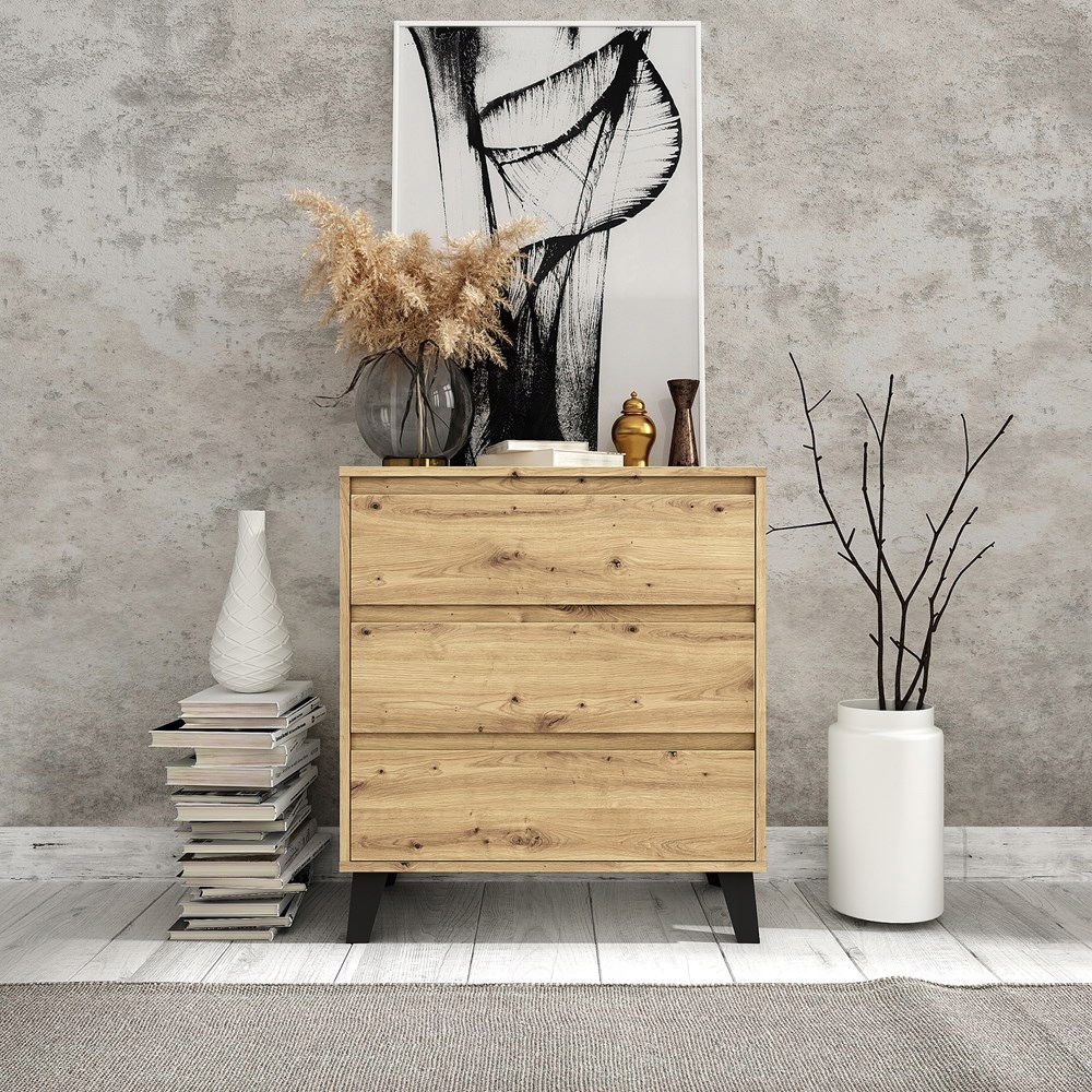 KOMODA NOWOCZESNA 70 cm POJEMNA SZAFKA REGAŁ SZUFLADY MEBLE DĄB ARTISAN Wysokość mebla 78.5 cm