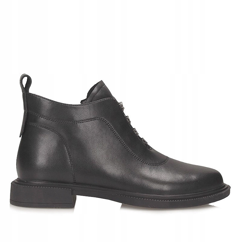 Kožené dámské kotníkové boty na plochém podpatku S.Barski MR52-122 Black