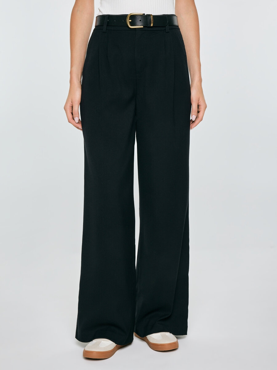 Big Star Spodnie damskie wide z dodatkiem wiskozy czarne Alisa 906 L