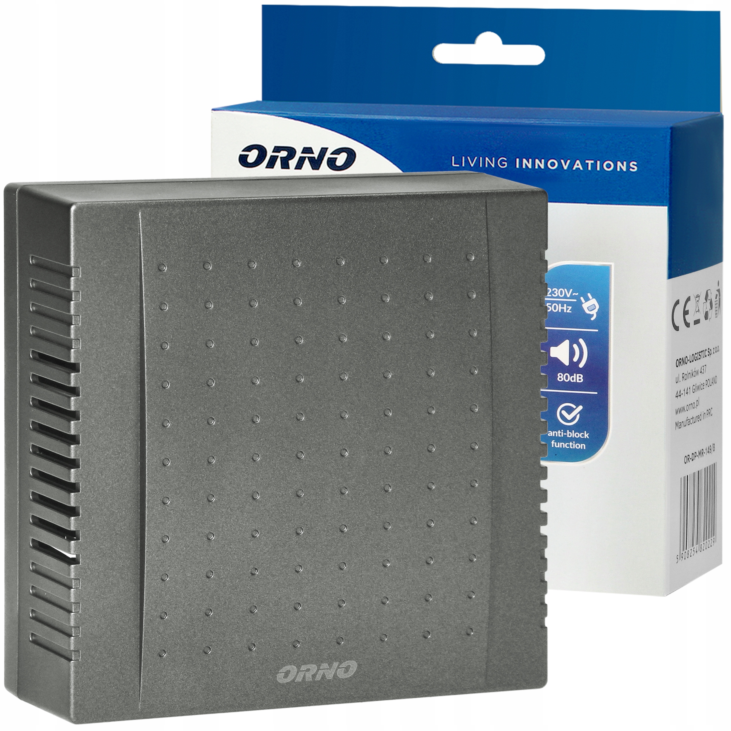 DZWONEK DO DRZWI PRZEWODOWY BIM-BAM 2-TONOWY 230V DO BLOKU DOMU SZARY