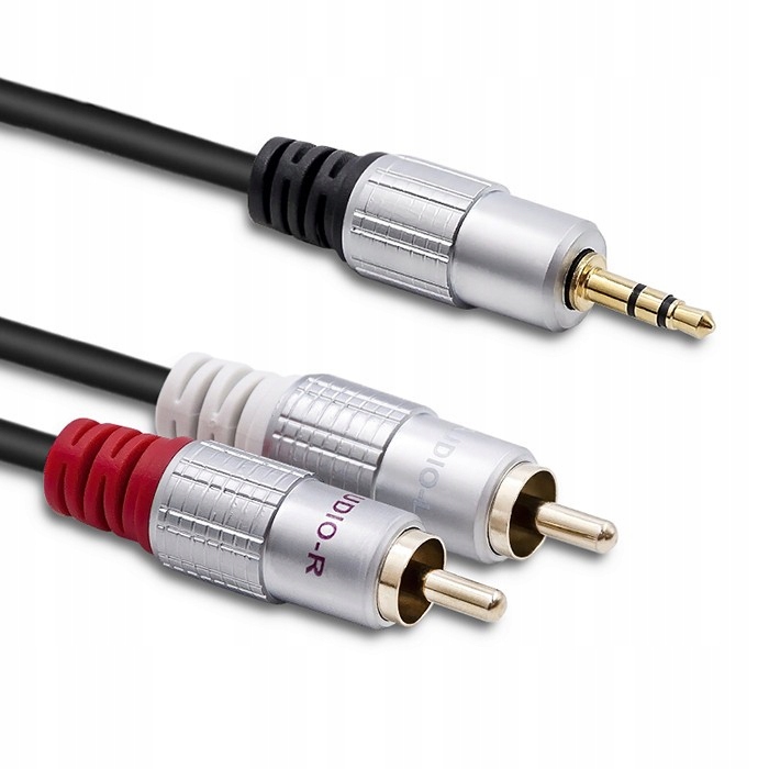 Qoltec Kabel 2xRCA Mini Jack 3.5mm 2m czarny