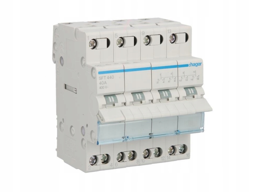 Modulární přepínač I-0-II 4P 40A SFT440 Hager (síť-agregát)