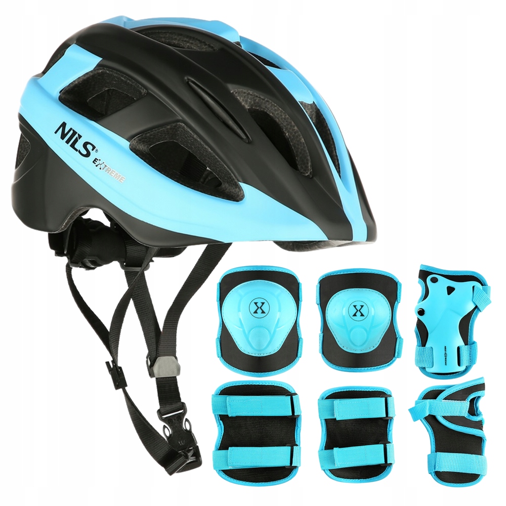 Kask Rowerowy Regulowany Na Hulajnogę 48-53 cm Komplet Ochraniaczy S