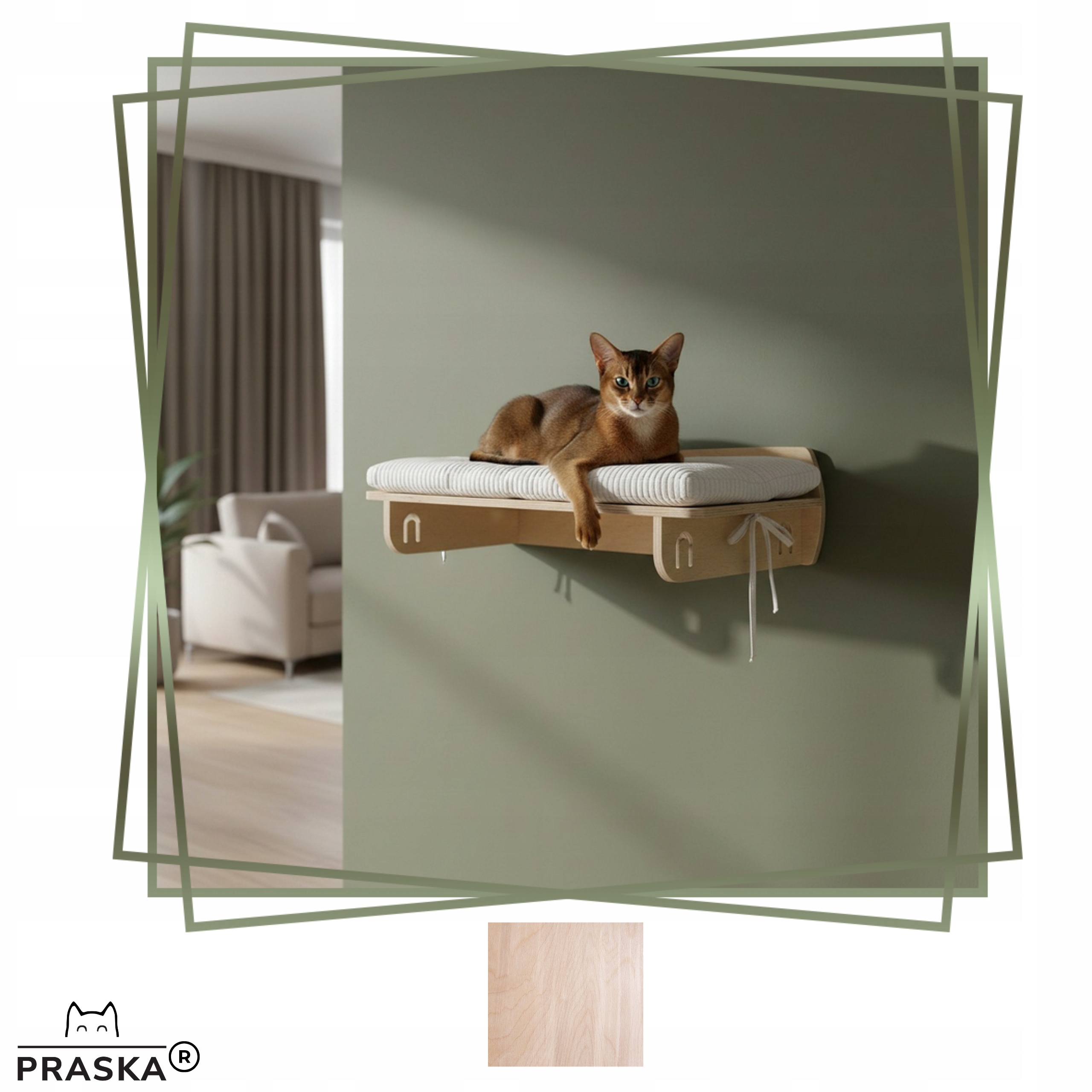 Levně Praska Police pro kočky na zeď ShelfClassic 75x35 cm, překližka Natural