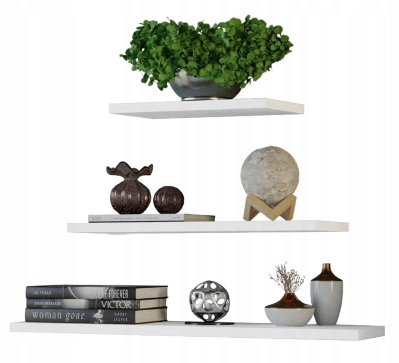 PÓŁKA WISZĄCA ŚCIENNA 3SZT ZESTAW KOMPLET BIEL MAT