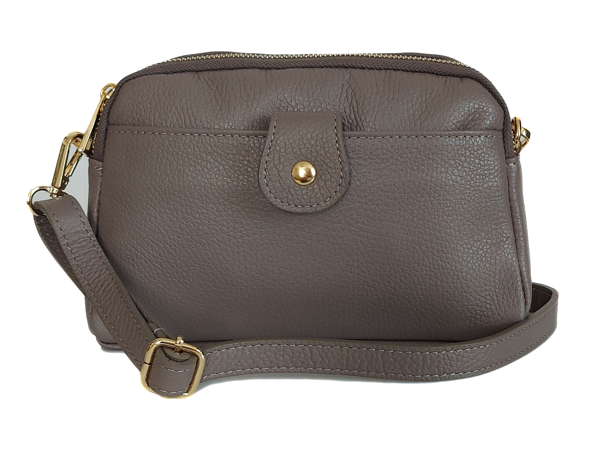 Krásná italská kabelka přes rameno Vera Pelle má spoustu úložných prostor, prostorná a elegantní šedá