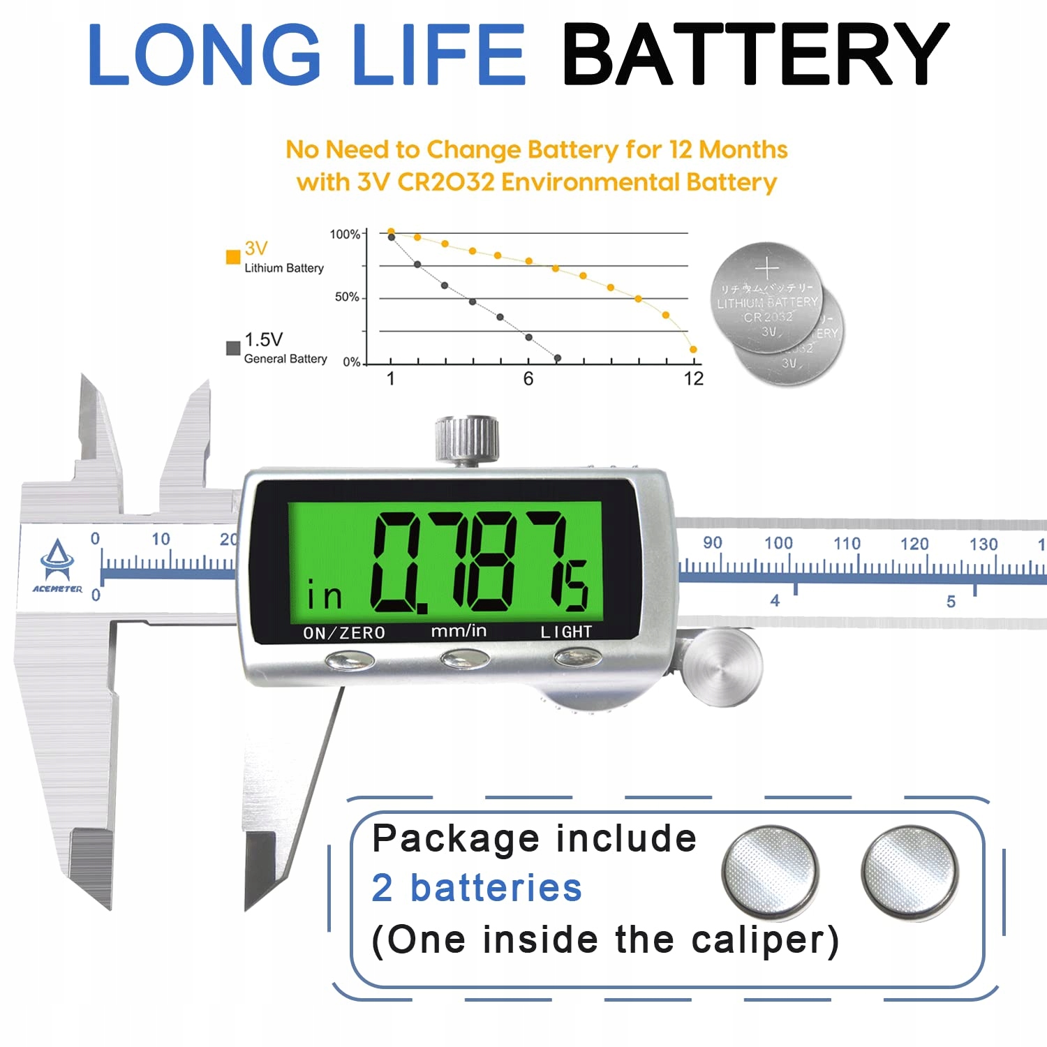 ACEMETER Suwmiarka Cyfrowa 150mm LCD Stal Nierdzewna IP54 Wodoodporna — miniatura 5