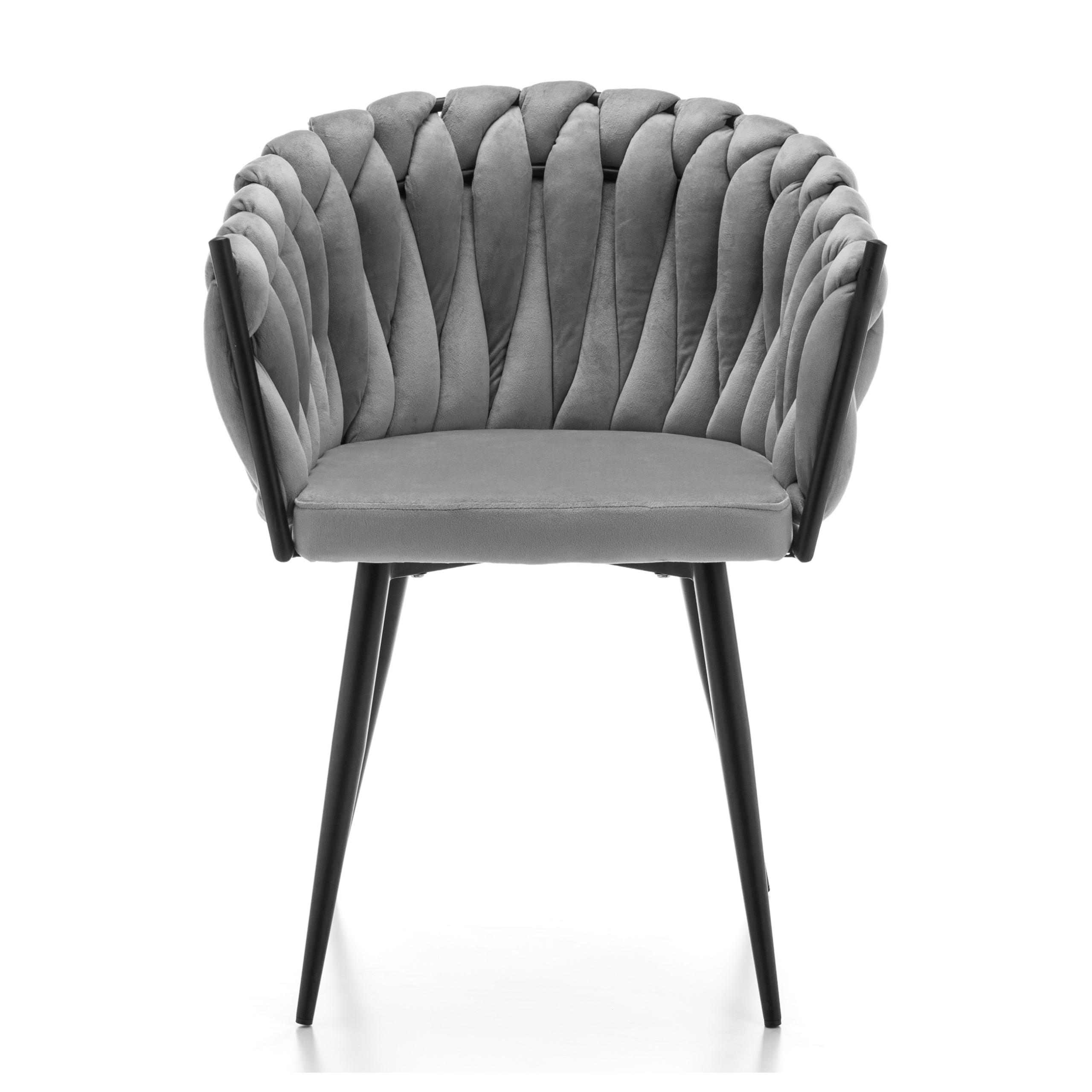 Krzesło Tapicerowane Plecione Glamour Salon Welurowe Nowoczesne Jasnoszare