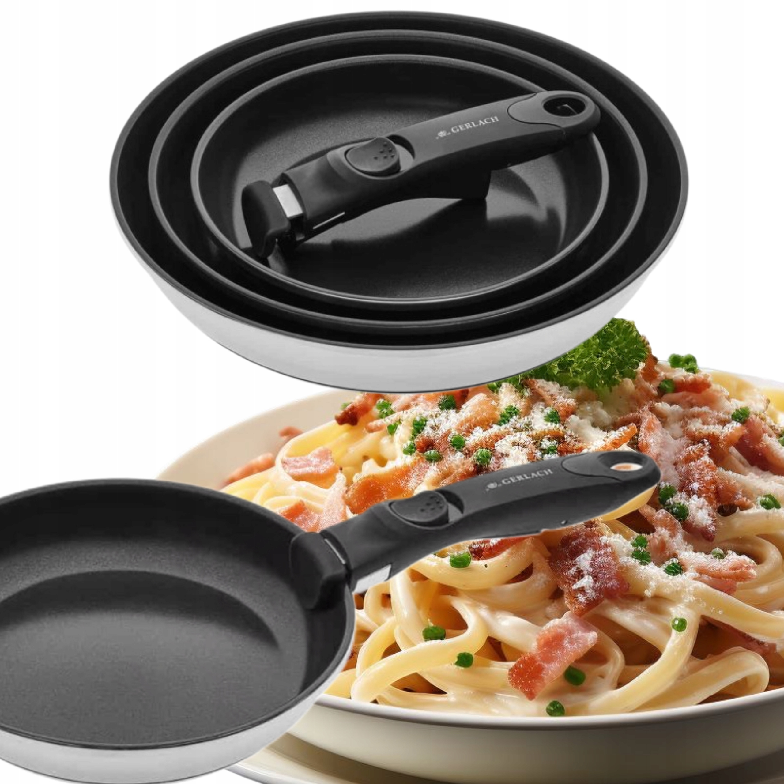 Gerlach Smart Steel Sada 3 Panvíc S Odnímateľnou Rukoväťou 20/24/28 CM Panvica