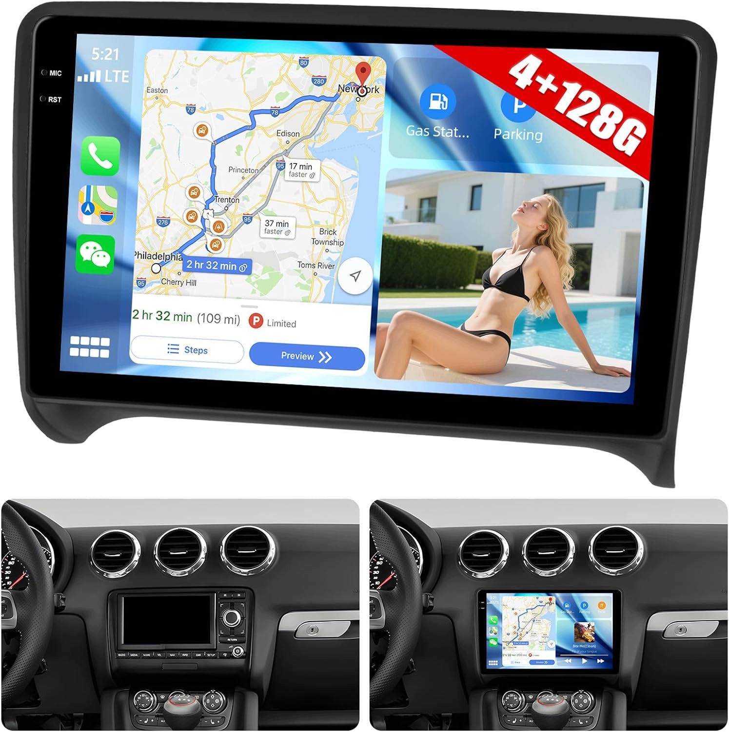 Rádio Android Audi Tt MK2 8J 9 palcov CarPlay 4GB 128GB