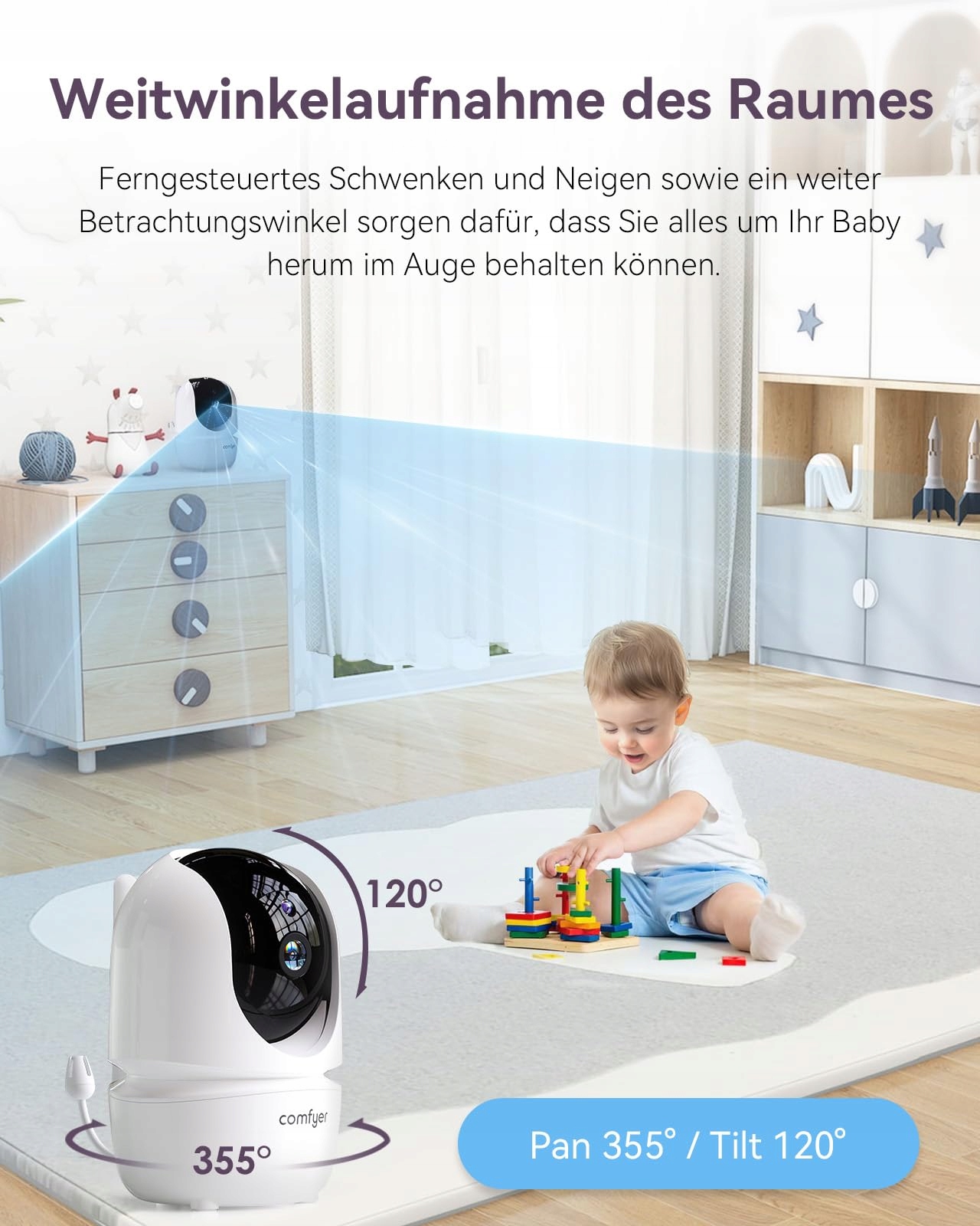 COMFYER Baby Monitor Kamera Vox Czujnik Temperatury Niania 1080P — miniatura 2