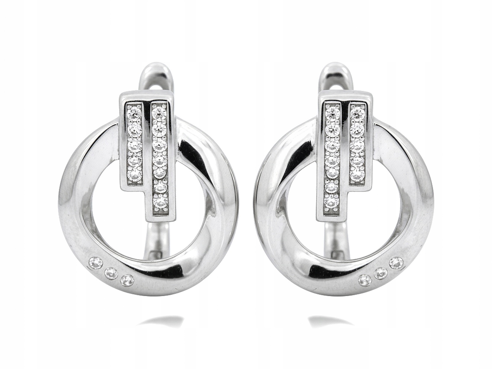 Stříbrné náušnice 925 Kolečka s anglickými lesklými zirkony