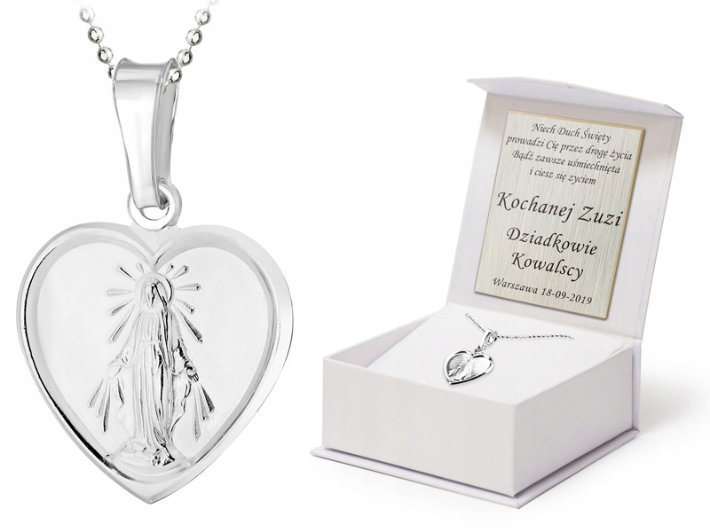 Stříbrný Komplet ryzost 925 Řetízek 42 cm a medailonek Matka Boží Gravírování