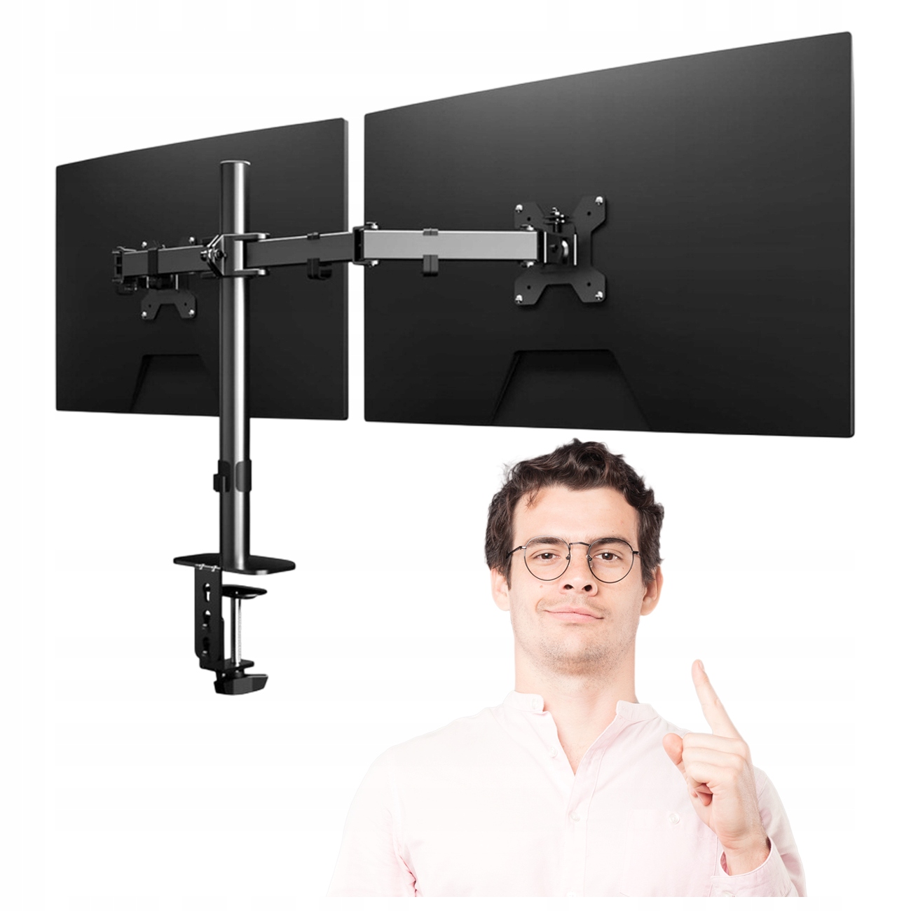 Suptek MD6442 – Dvojitý Držák Na Monitor 13-27“ Namontovaný Na Stole