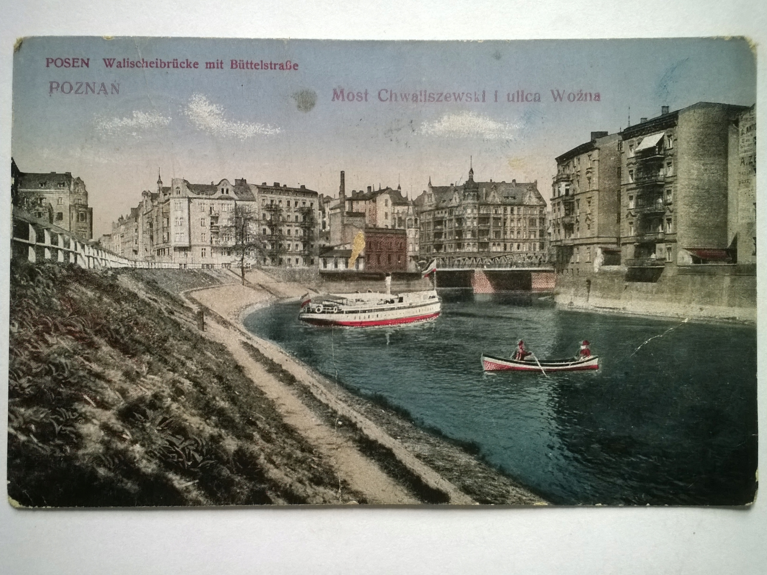 Poznań Most Chwaliszewski ul. Woźna pocztówka 1920