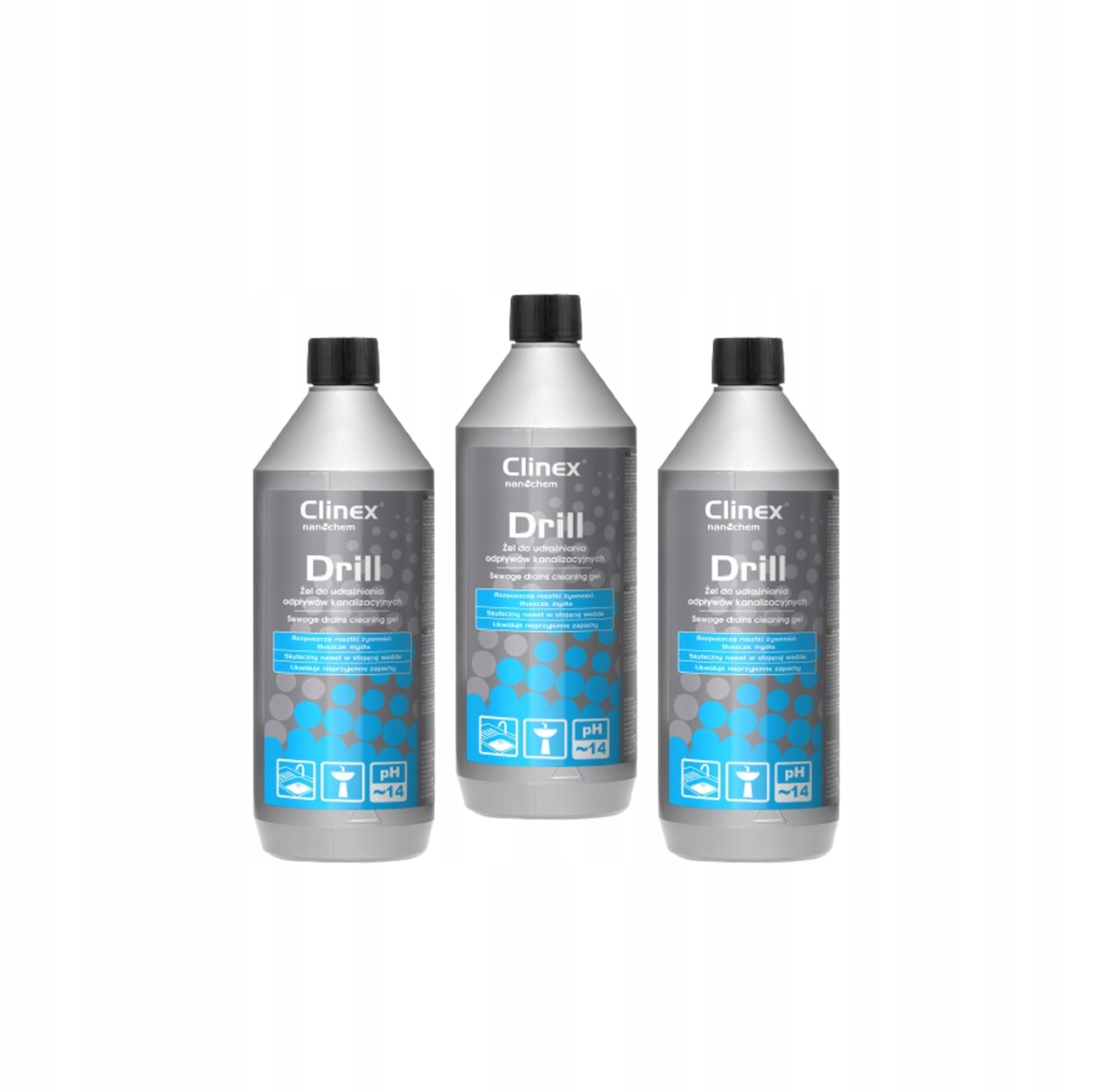 Gel pro čištění odtoků Clinex Drill 1 litr 3 kusy