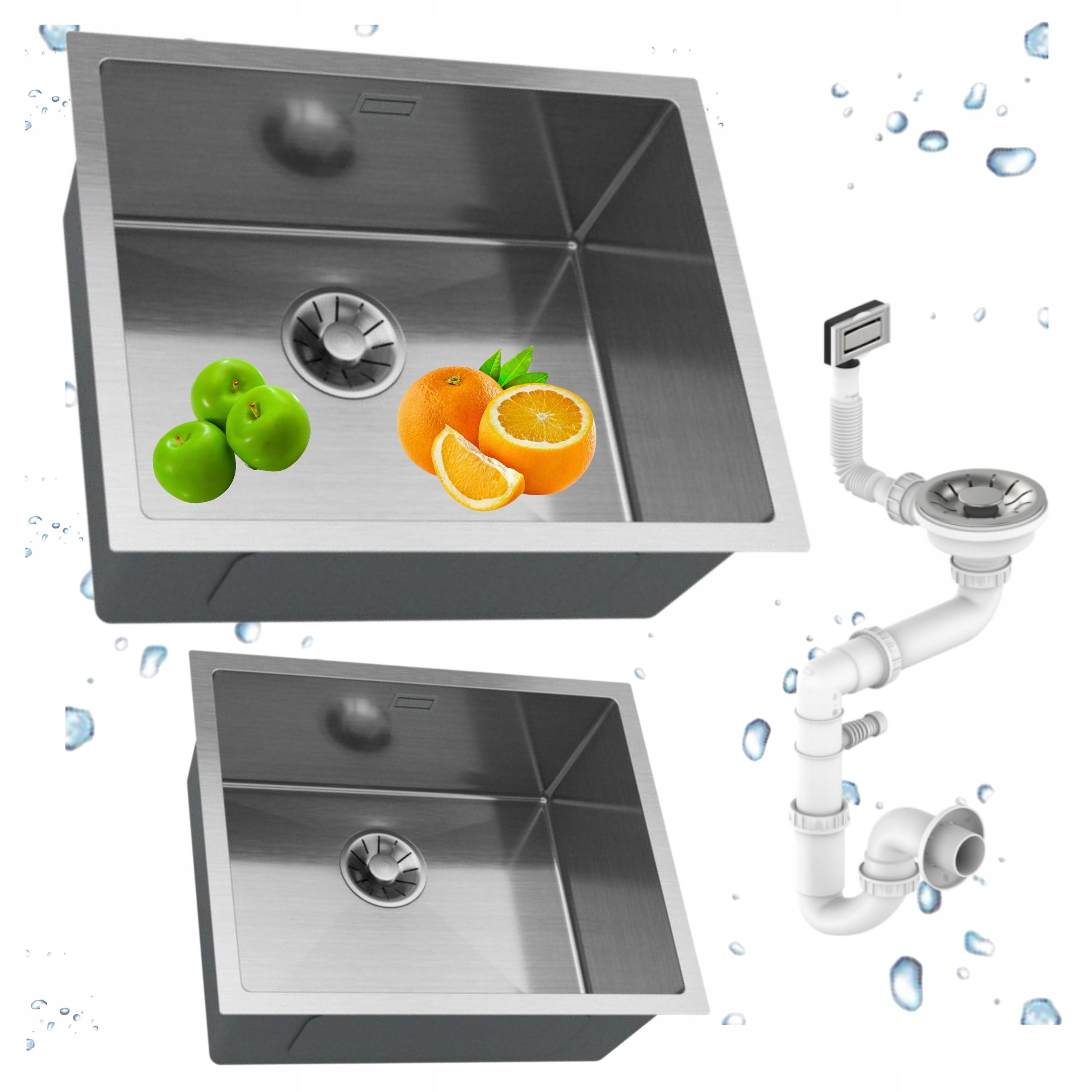 Zlewozmywak Kuchenny Stalowy 1-komorowy Chrom Inox 54x44 Zlew z Syfonem