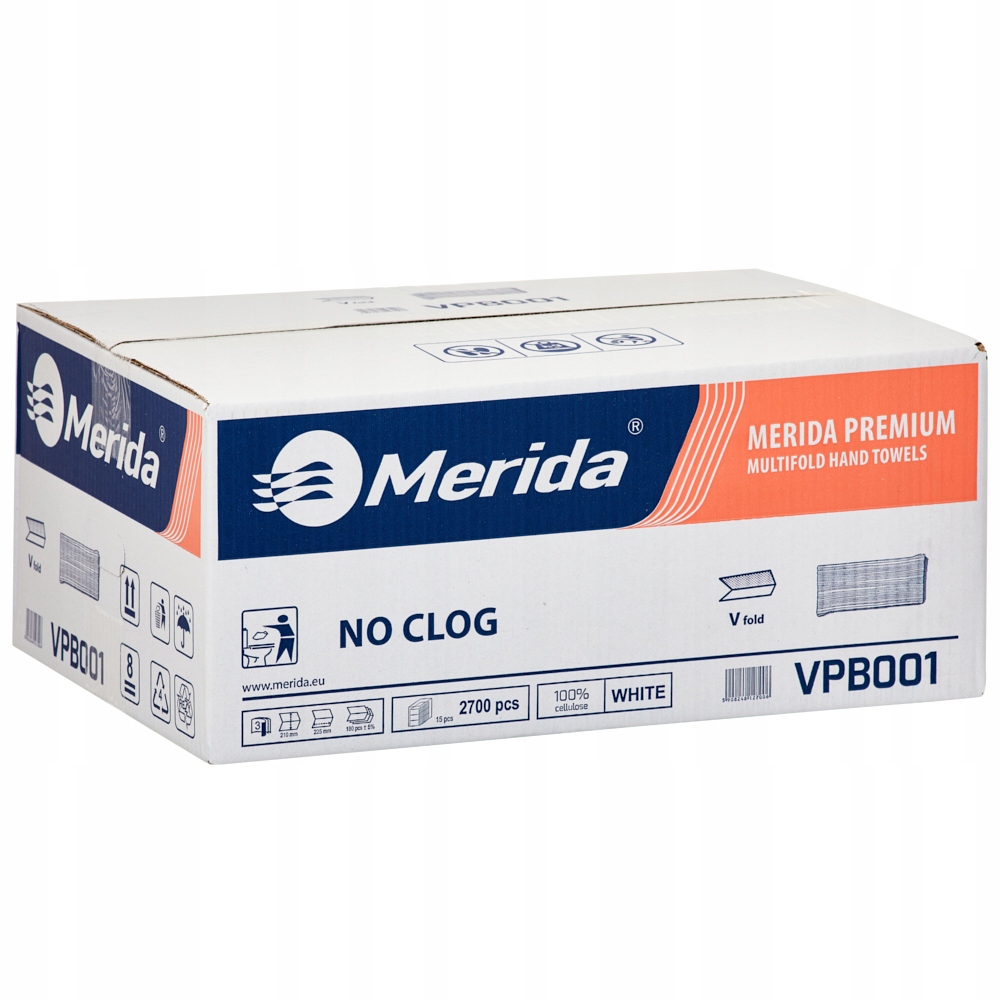 Ręczniki papierowe Merida Premium No Clog 3-warstwowe 2700 szt VPB001