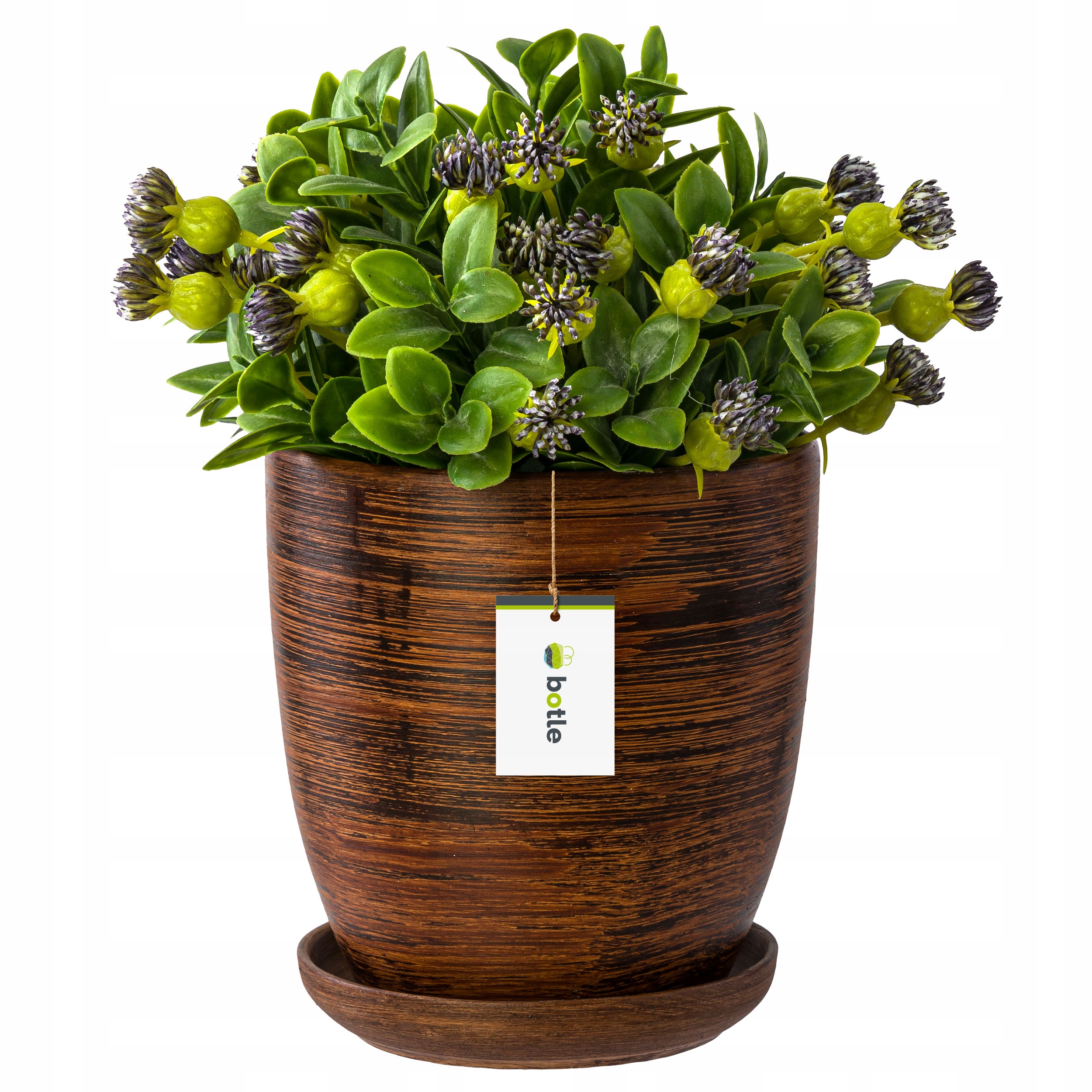 

Doniczka ceramiczna ø16cm z podstawką brąz