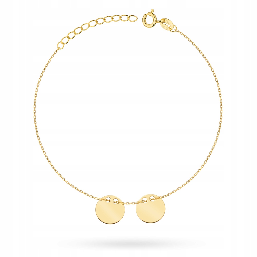 

Piękna Pozłacana Bransoletka pr. 925 Dwa Kółeczka