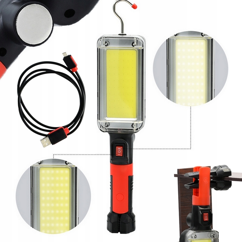 Mocna LATARKA WARSZTATOWA lampa lampka LED COB USB HAK MAGNES AKUMULATOROWA Kod producenta LAMPA 20W led cob