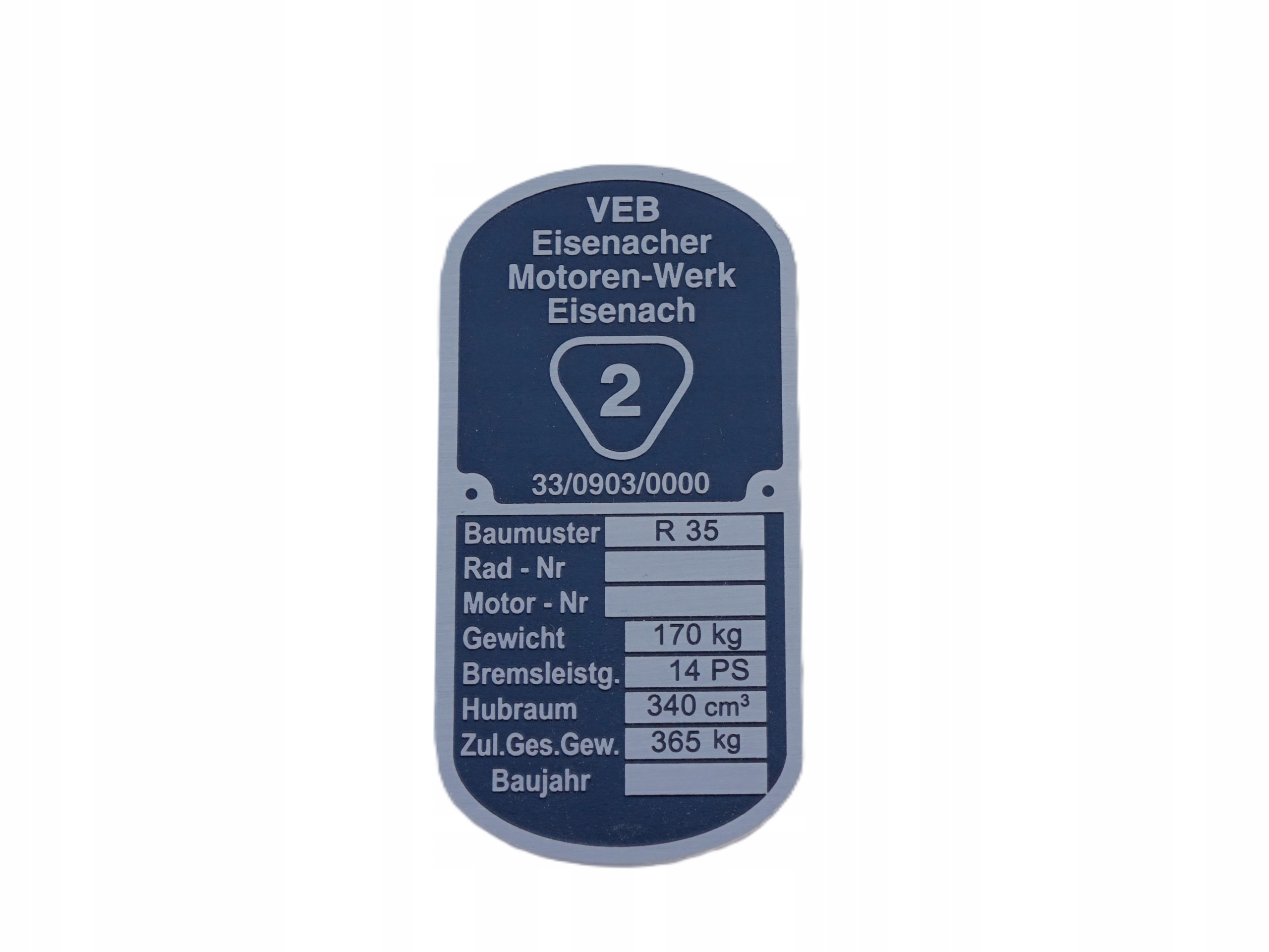 EMW R35 tabliczka znamionowa