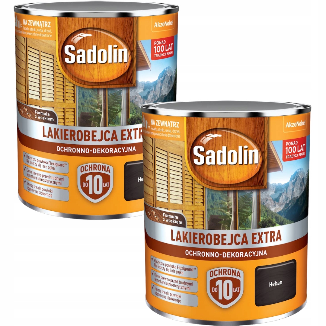 Set Sadolin Extra 2x0,75L Ochranný Lak Na Dřevo Eben 1,5L