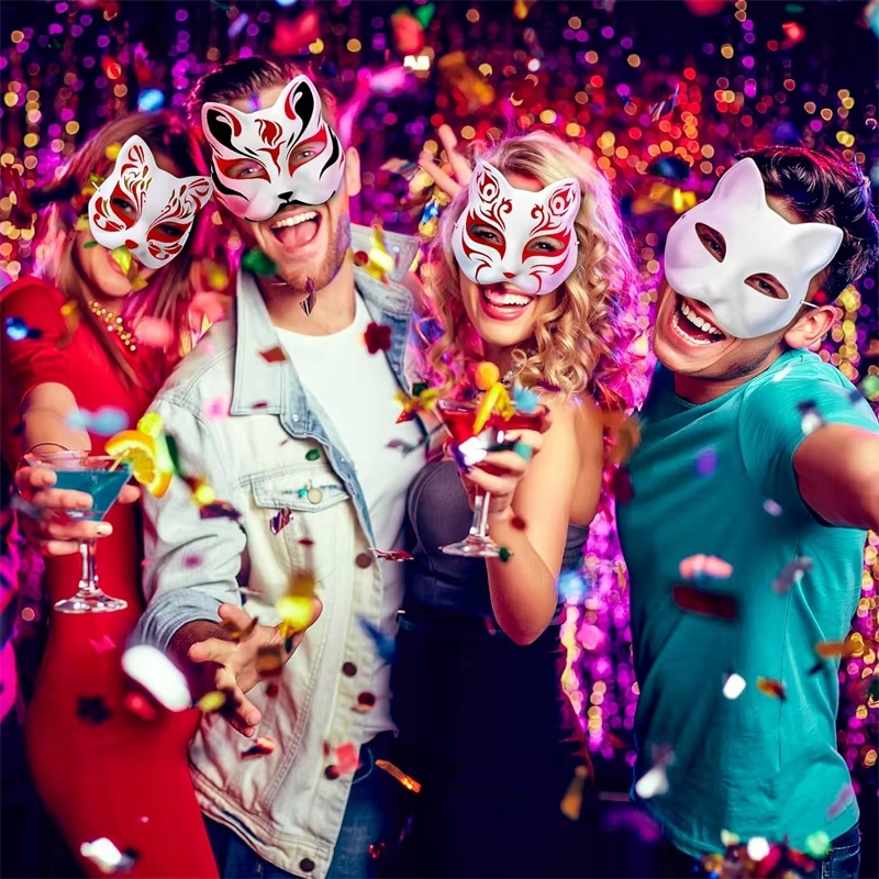 MASKA KOTA DO MALOWANIA NA TWARZ THERIAN COSPLAY DIY BIAŁY PAPIER 10 SZT Rodzaj na twarz